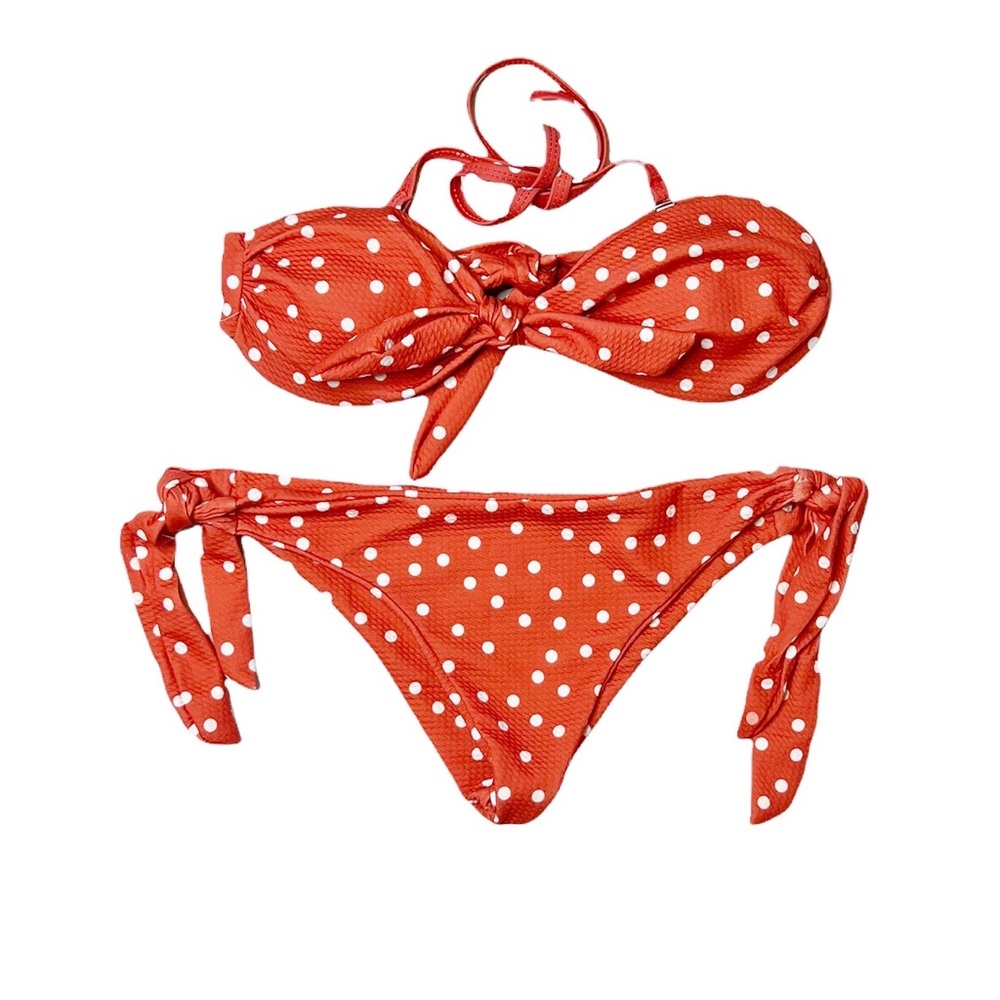 NWOT bandeau style polka dot bikini